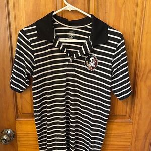 Black and White Striped Polo Shirt